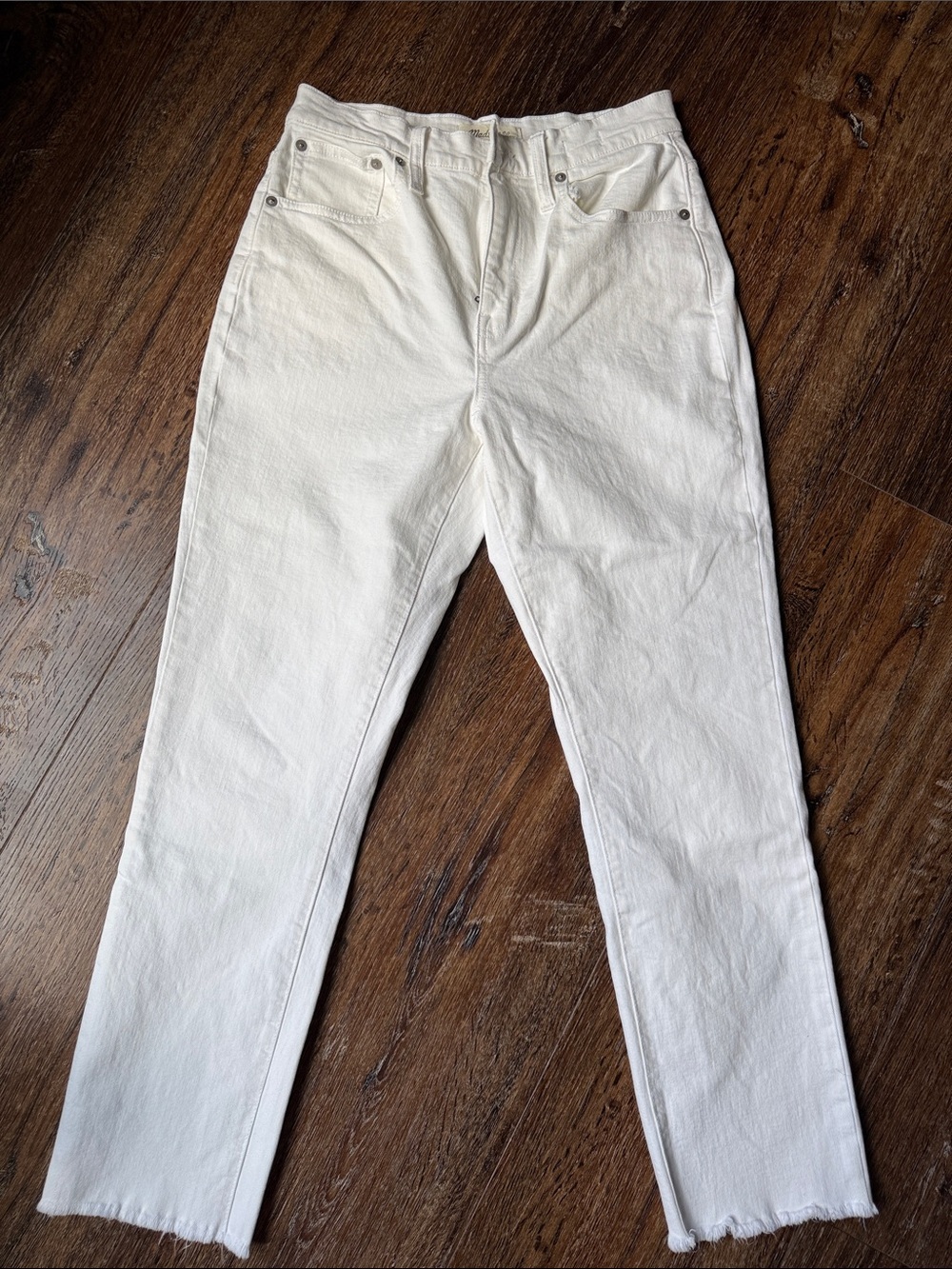 White High-Rise Straight Leg Jeans